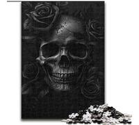 Puzzle per adulti da 1000 pezzi, teschio nero, analisi e logica con pezzi completamente interconnessi di forma casuale, per bambini dai 14 anni in su (dimensioni 50x75cm)