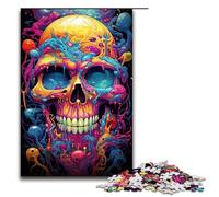 Puzzle per adulti da 1000 pezzi teschio psichedelico colorato puzzle in legno per adulti giochi per famiglie regali di Natale e compleanno (dimensioni 75x50 cm)