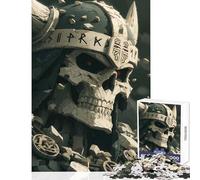 Puzzle per adulti da 1000 pezzi teschio vichingo in pietra con rune decorazione per la casa giocattoli regalo divertente gioco educativo decompressione intellettuale dimensioni 38x52cm