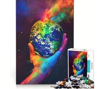 Puzzle per adulti da 1000 pezzi, testa colorata che sorregge la Terra, gioco impossibile, migliora la memoria, con pezzi di forma casuale completamente ad incastro 38x52cm