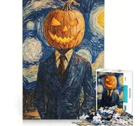 Puzzle per adulti da 1000 pezzi: Testa di zucca in una notte stellata giochi divertenti gara di velocità manuale collezione d'artista belle arti 38x52cm