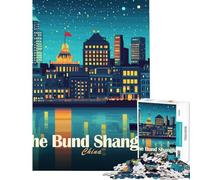 Puzzle per adulti da 1000 pezzi The Bund Shanghai Cina Paesaggio notturno Giocattolo avvincente per coltivare la pazienza Giochi per famiglie Decorazione perfetta Regalo divertente (38x26cm)