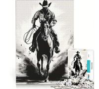 Puzzle per adulti da 1000 pezzi "The Lone Rider" gioco interattivo difficile e stimolante collezione d'artista belle arti 38x52cm