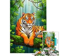 Puzzle per adulti da 1000 pezzi: Tigre a riposo nella giungla Gioco divertente per adulti difficile compleanno e Natale (dimensioni 38x52cm)