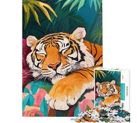 Puzzle per adulti da 1000 pezzi: Tigre addormentata nella giungla puzzle da 1000 pezzi decorazione per la casa giocattolo regalo di compleanno (38x52cm)