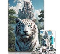 Puzzle per adulti da 1000 pezzi, Tigre bianca, antistress, sfida difficile, decorazioni e regali unici per la casa (75x50cm)