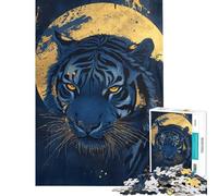 Puzzle per adulti da 1000 pezzi Tigre Blu Sguardo al Chiaro di Luna Un gioco avvincente per coltivare la pazienza ideale per tutta la famiglia decorazione per la casa e regali divertenti (38x52cm)