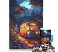 Puzzle per adulti da 1000 pezzi: Tram notturno in una città giapponese gioco rompicapo per divertimento in famiglia lista dei desideri con Babbo Natale 38x52cm