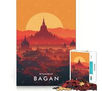Puzzle per adulti da 1000 pezzi,tramonto a Bagan,Myanmar,taglio preciso,arte,attività per la mente,divertimento,relax,gioco,decorazione natalizia per la casa (50x75cm)