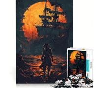 Puzzle per adulti da 1000 pezzi tramonto e barca dei pirati antistress per analisi e logica collezione d'artista belle arti 38x26cm