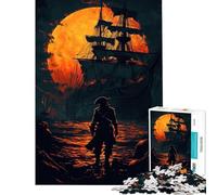 Puzzle per adulti da 1000 pezzi tramonto e barca dei pirati Un gioco educativo che stimola la mente e favorisce l'apprendimento Adatto a partire dai 14 anni 38x52cm
