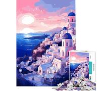 Puzzle per adulti da 1000 pezzi tramonto greco di Santorini giochi educativi giocattoli ottimi regali e giocattoli un'opera d'arte (dimensioni 38x52cm)