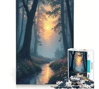 Puzzle per adulti da 1000 pezzi tramonto nella foresta nebbiosa gioco impossibile migliora la memoria con pezzi di forma casuale completamente ad incastro 38x52cm