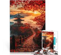 Puzzle per adulti da 1000 pezzi Tramonto sulla pagoda giapponese Fatto di legno,per età pari o superiore a 14 anni Rompicapo regalo di compleanno。misurare:50x75cm/19.68x29.52pollice