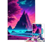 Puzzle per adulti da 1000 pezzi tramonto sulla spiaggia in stile synthwave impegnativo da completare gioco manuale difficile adatto a persone dai 14 anni in su (38x26cm)