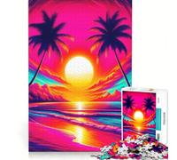 Puzzle per adulti da 1000 pezzi tramonto sulla spiaggia paradiso gioco rompicapo per divertimento in famiglia lista dei desideri con Babbo Natale 38x52cm