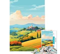 Puzzle per adulti da 1000 pezzi "Tranquille colline della Toscana" opera d'arte per gioco educativo sfida e decorazione per la casa (dimensioni 38x26cm)