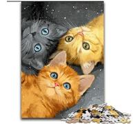 Puzzle per adulti da 1000 pezzi, tre gatti, 50x75cm, ideale per gli innamorati, perfetto come regalo di Natale, Capodanno e San Valentino