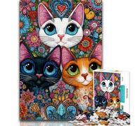 Puzzle per adulti da 1000 pezzi, tre gatti, aiuta il cervello a esercitare i giocattoli avvincenti per coltivare la pazienza, collezione di artisti, belle arti (75x50cm)