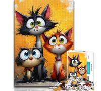 Puzzle per adulti da 1000 pezzi, tre gatti, attività divertenti per la famiglia, attività a casa, regalo di compleanno, regali da viaggio (38x26cm)