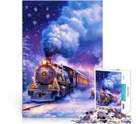 Puzzle per adulti da 1000 pezzi Treno di Natale in inverno Fatto di legno,per e da 14 anni in su Decorazione della casa Gioco Giocattoli Regalo di compleanno, regali, arte murale。misurare:50x75cm