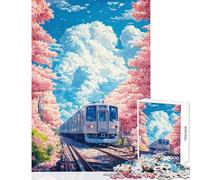 Puzzle per adulti da 1000 pezzi: Treno tra i ciliegi in fiore Gioco rilassante sfida impegnativa giocattolo educativo compleanni e occasioni speciali (50x75cm)