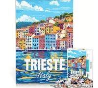 Puzzle per adulti da 1000 pezzi Trieste Italia gioco rilassante difficoltà elevata con poster abbinato e foglio di curiosità 50x75cm