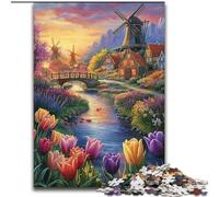 Puzzle per adulti da 1000 pezzi, Tulipani di campagna, puzzle da 1000 pezzi per serate di giochi in famiglia, decorazione per la casa e regalo per allenare la mente (dimensioni 26x38cm)