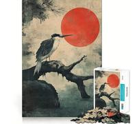 Puzzle per adulti da 1000 pezzi: Uccello su un ramo con sole rosso,design Premium Edge Art Logic Puzzle,gioco per il tempo libero,divertimento natalizio,decorazione artistica (50x75cm)