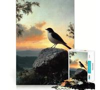 Puzzle per adulti da 1000 pezzi: Uccello su una roccia al tramonto,incastro perfetto,gioco di logica,regalo,gioco lento,regalo di Natale (38x26cm)