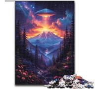 Puzzle per adulti da 1000 pezzi, UFO tra le nuvole in montagna, rompicapo impegnativo, attività per famiglie, decorazione per la casa, regalo di Natale (dimensioni: 26x38cm)