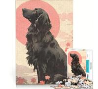 Puzzle per adulti da 1000 pezzi Ukiyo E Flat Coated Dog giocattolo educativo difficile lista dei desideri con Babbo Natale 38x26cm