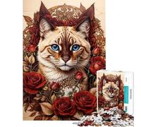 Puzzle per adulti da 1000 pezzi: un gatto in trono tra le rose Puzzle per ragazzi giochi rilassanti regali per donne compleanni e regali unici (dimensioni 38x52cm)