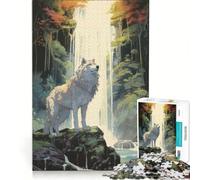 Puzzle per adulti da 1000 pezzi: Un lupo alla cascata, gioco rompicapo, difficile, ideale come regalo per tutta la famiglia 38x52cm
