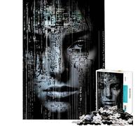 Puzzle per adulti da 1000 pezzi Un volto in codice binario Gioco interattivo un'opera d'arte compleanno e Natale (dimensioni 38x26cm)