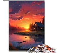 Puzzle per adulti da 1000 pezzi "Una piccola stanza al tramonto", perfetto per divertirsi in famiglia a Natale, Ringraziamento, compleanni e Pasqua (dimensioni: 50x75cm)