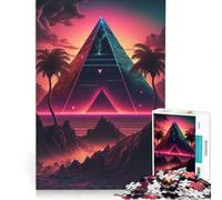 Puzzle per adulti da 1000 pezzi: Una piramide nella sabbia al neon, gioco rompicapo, difficile, ideale come regalo per tutta la famiglia 38x52cm
