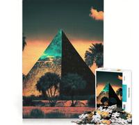 Puzzle per adulti da 1000 pezzi: Una piramide nella sabbia al neon, gioco rompicapo, difficile, ideale come regalo per tutta la famiglia 50x75cm