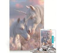 Puzzle per adulti da 1000 pezzi: Unicorni in un prato dai colori pastello gioco interattivo interazione genitore-figlio compleanno e Natale 50x75cm
