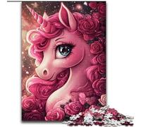 Puzzle per adulti da 1000 pezzi, unicorno rosa, aiuta il cervello a esercitare i giocattoli avvincenti per coltivare la pazienza, decorazione perfetta (dimensioni 26x38cm)
