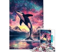 Puzzle per adulti da 1000 pezzi un'orca che salta tra le stelle Aiuta ad allenare la mente Perfetto come decorazione Gioco divertente per ragazzi dai 14 anni in su (38x26cm)