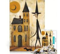 Puzzle per adulti da 1000 pezzi: Uomo alto e magro con cappello che porta a spasso il cane gioco rilassante sfida impegnativa rafforza l'amore tra le coppie 50x75cm