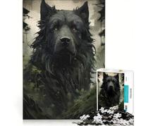 Puzzle per adulti da 1000 pezzi: Uomo-cane nero nella foresta oscura, gioco interattivo, difficile e stimolante, collezione d'artista, belle arti 50x75cm