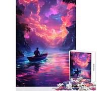 Puzzle per adulti da 1000 pezzi Uomo che pesca in un paesaggio da sogno Giocattoli fai da te Ottimo regalo per giochi Giochi rilassanti Lista dei desideri con Babbo Natale Dimensioni 50x75cm