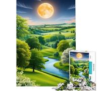 Puzzle per adulti da 1000 pezzi Valle Serena Illuminata dalla Luna Gioco educativo divertente e stimolante per tutta la famiglia (75x50cm)