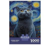 Puzzle Per Adulti Da 1000 Pezzi Van Gogh's Cat Starry Night Puzzle Per Adulti Giochi Rilassanti Difficili Ottimo Regalo Per I Giocatori 70x50cm/1000pcs