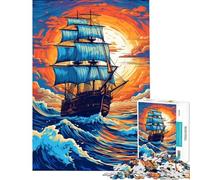 Puzzle per adulti da 1000 pezzi veliero al tramonto Puzzle per adulti gioco per famiglie ideale per migliorare la memoria regalo di Natale o compleanno (dimensioni 50x75cm)