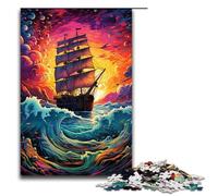 Puzzle per adulti da 1000 pezzi Veliero sul mare Puzzle in legno per adulti Difficile e impegnativo 75x50 cm