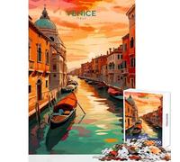 Puzzle per adulti da 1000 pezzi Venezia Canale Tramonto Viaggio Decorazione per la casa Giocattoli Regalo per compleanni Giochi per famiglie Migliorare l'amore tra coppie Dimensioni 38x26cm