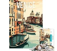 Puzzle per adulti da 1000 pezzi Venezia Italia Canale Gondola Viaggio Sfida per la mente e l'intelligenza Giocattolo avvincente Gioco pratico Difficile Regalo di compleanno (dimensioni 38x52cm)